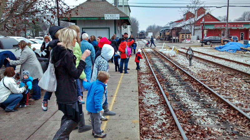 waiting for the santa train in coopersville mi